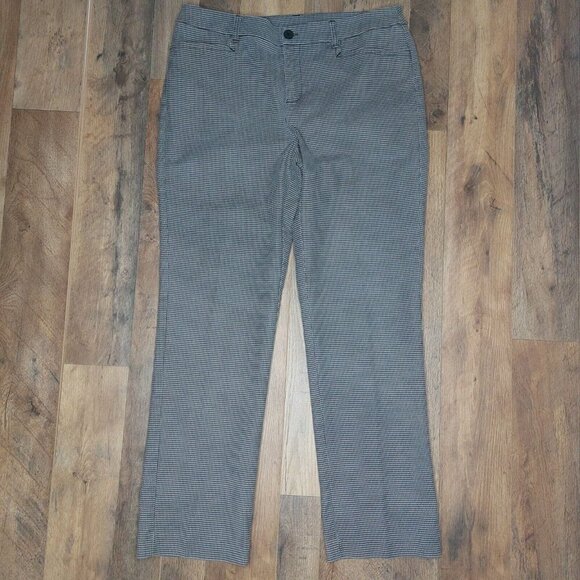 Christopher & Banks Womens 10 Pants Gray White Houndstooth Chino Stretch - Picture 1 of 14